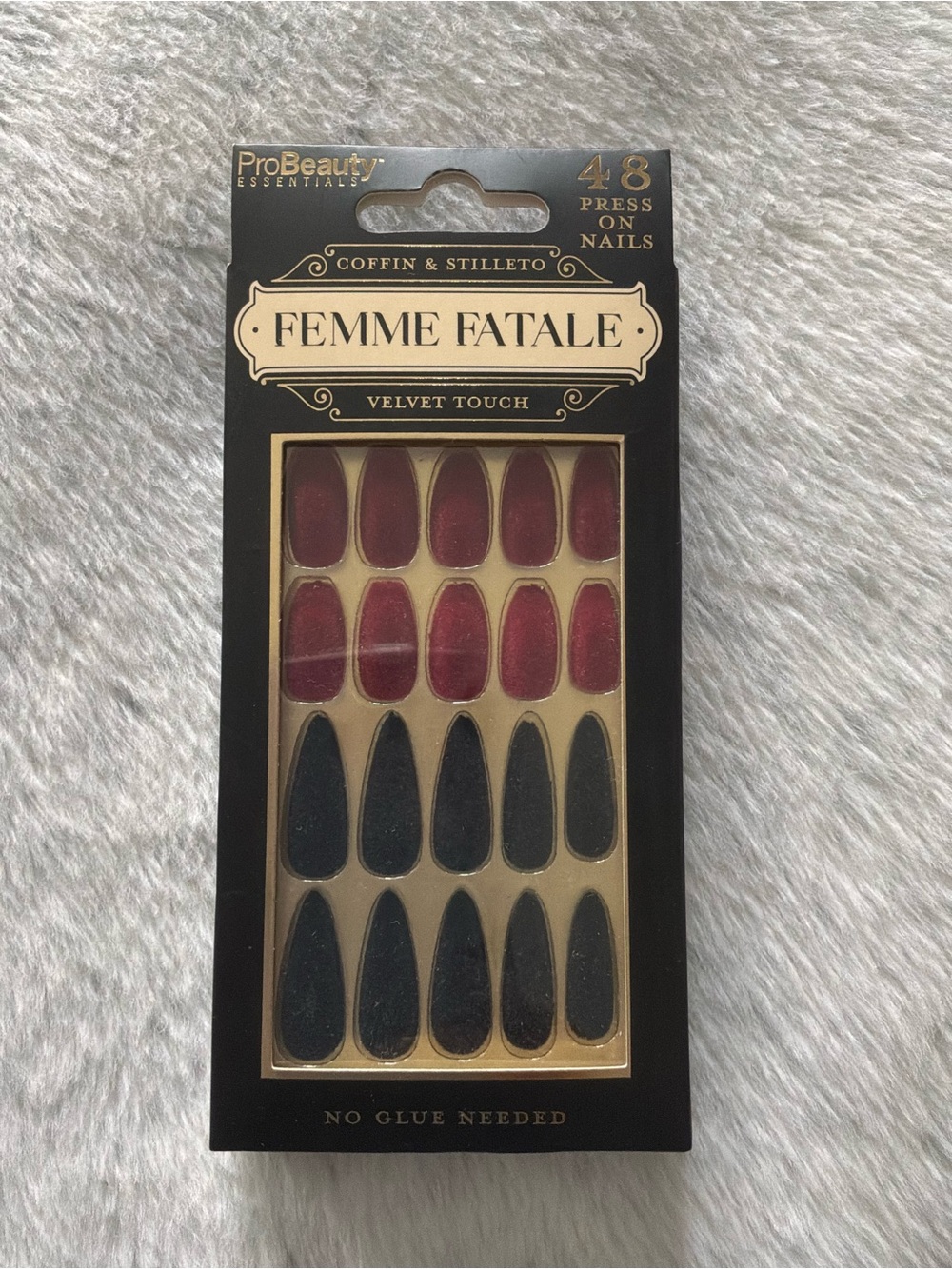 Velvet Touch Press-On Nails Red & Black - Coffin and Stiletto